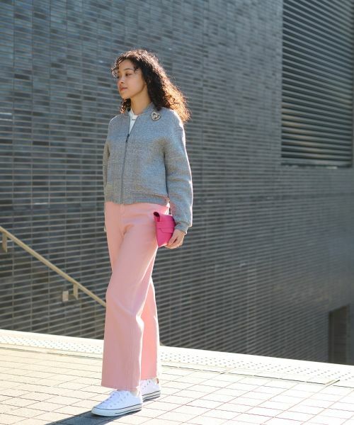 CARA O CRUZ / キャラ・オ・クルス その他アウター | ブローチ付 裏起毛ジップアップブルゾン | 詳細17