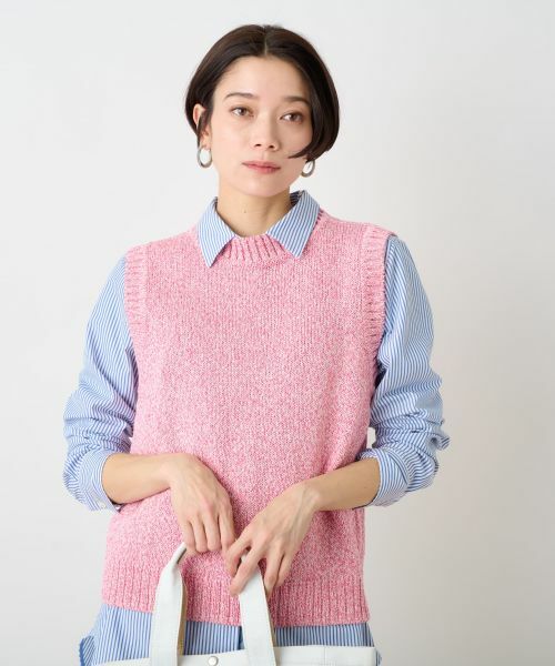 CARA O CRUZ/キャラ・オ・クルス 杢調ニットベスト レッド 11(L) CARA O CRUZ/キャラ・オ・クルス 杢調ニットベスト レッド 11(L)