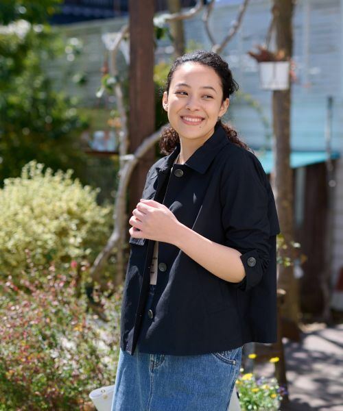 CARA O CRUZ / キャラ・オ・クルス テーラードジャケット | 撥水トレンチ風ショートジャケット | 詳細1