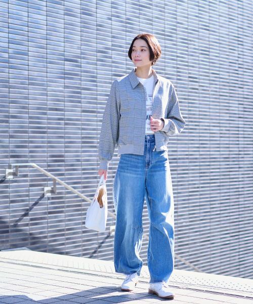 CARA O CRUZ / キャラ・オ・クルス その他アウター | のびのびチェックのジップアップジャケット | 詳細13