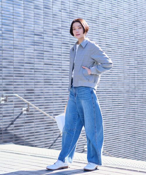 CARA O CRUZ / キャラ・オ・クルス その他アウター | のびのびチェックのジップアップジャケット | 詳細16