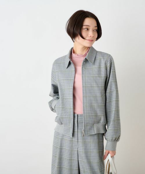 CARA O CRUZ / キャラ・オ・クルス その他アウター | のびのびチェックのジップアップジャケット | 詳細18