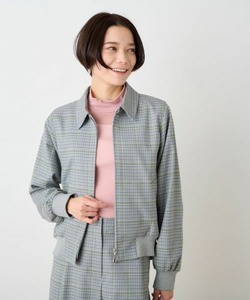 CARA O CRUZ / キャラ・オ・クルス その他アウター | のびのびチェックのジップアップジャケット | 詳細19