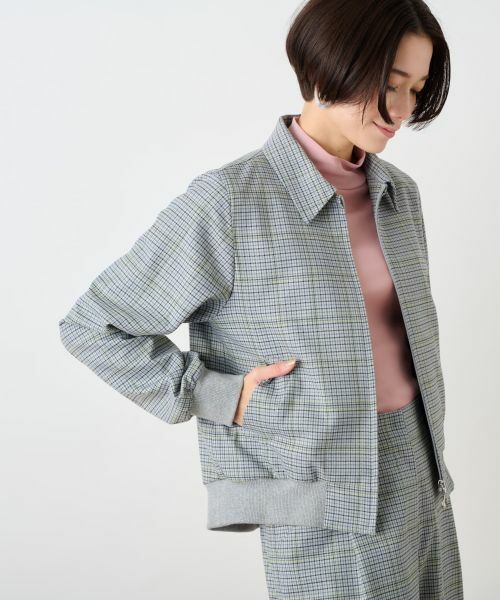 CARA O CRUZ / キャラ・オ・クルス その他アウター | のびのびチェックのジップアップジャケット | 詳細20