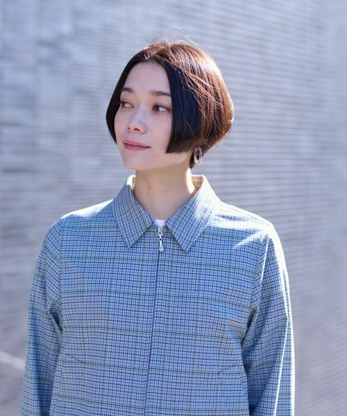 CARA O CRUZ / キャラ・オ・クルス その他アウター | のびのびチェックのジップアップジャケット | 詳細26