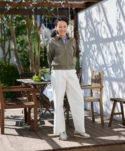 CARA O CRUZ / キャラ・オ・クルス その他アウター | のびのびチェックのジップアップジャケット | 詳細6