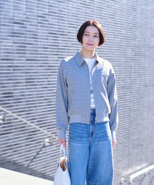 CARA O CRUZ / キャラ・オ・クルス その他アウター | のびのびチェックのジップアップジャケット | 詳細8