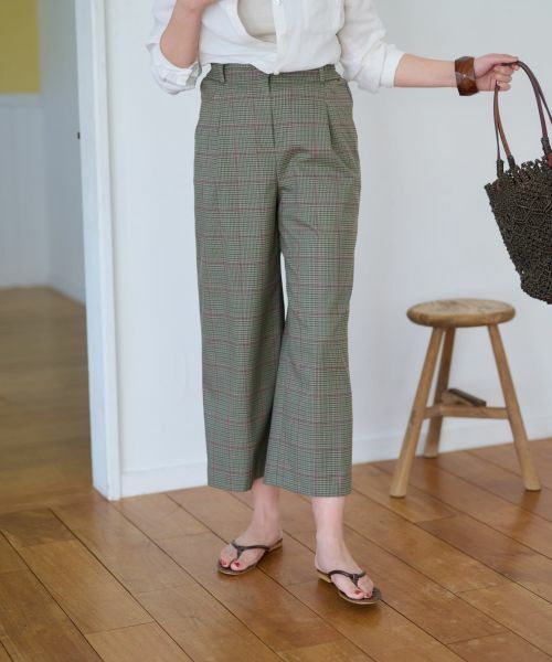 CARA O CRUZ / キャラ・オ・クルス その他パンツ | 後ろウエストゴム のびのびチェックのワイドパンツ | 詳細1