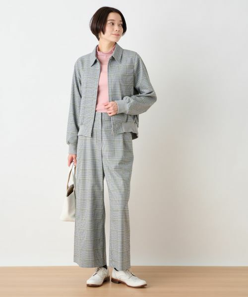 CARA O CRUZ / キャラ・オ・クルス その他パンツ | 後ろウエストゴム のびのびチェックのワイドパンツ | 詳細12