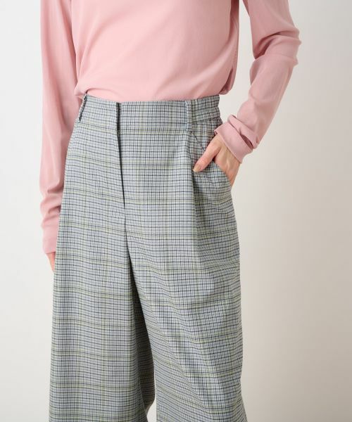 CARA O CRUZ / キャラ・オ・クルス その他パンツ | 後ろウエストゴム のびのびチェックのワイドパンツ | 詳細24
