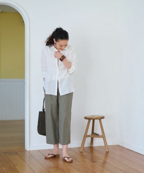 CARA O CRUZ / キャラ・オ・クルス その他パンツ | 後ろウエストゴム のびのびチェックのワイドパンツ | 詳細3