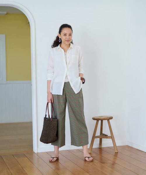 CARA O CRUZ / キャラ・オ・クルス その他パンツ | 後ろウエストゴム のびのびチェックのワイドパンツ | 詳細4