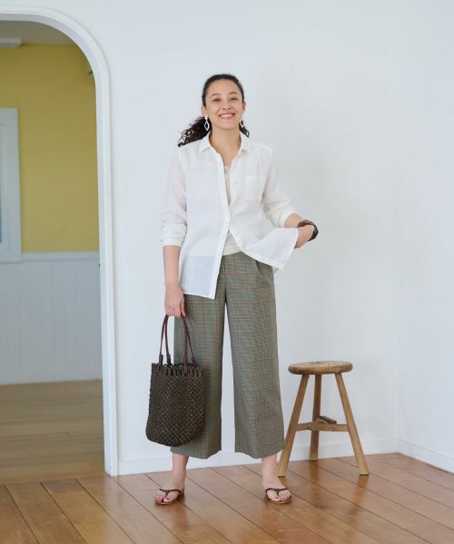 CARA O CRUZ / キャラ・オ・クルス その他パンツ | 後ろウエストゴム のびのびチェックのワイドパンツ | 詳細5