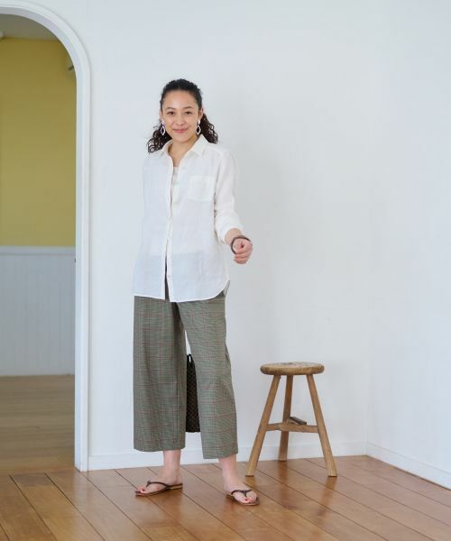 CARA O CRUZ / キャラ・オ・クルス その他パンツ | 後ろウエストゴム のびのびチェックのワイドパンツ | 詳細6