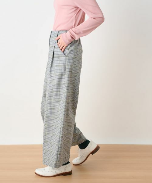 CARA O CRUZ / キャラ・オ・クルス その他パンツ | 後ろウエストゴム のびのびチェックのワイドパンツ | 詳細8