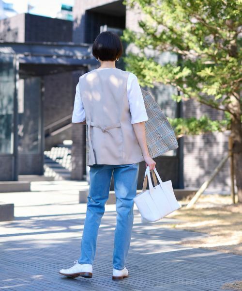 CARA O CRUZ / キャラ・オ・クルス テーラードジャケット | チェックと無地ののびのびMIXジレ【LINEA ESSE】 | 詳細10