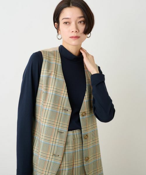 CARA O CRUZ / キャラ・オ・クルス テーラードジャケット | チェックと無地ののびのびMIXジレ【LINEA ESSE】 | 詳細19