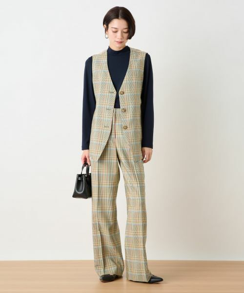 CARA O CRUZ / キャラ・オ・クルス テーラードジャケット | チェックと無地ののびのびMIXジレ【LINEA ESSE】 | 詳細22
