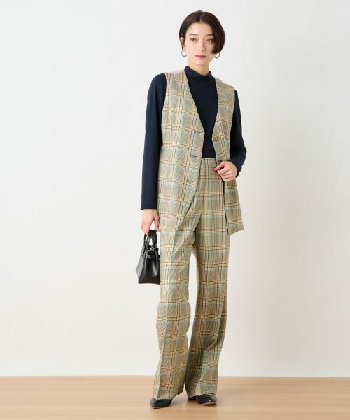 CARA O CRUZ / キャラ・オ・クルス テーラードジャケット | チェックと無地ののびのびMIXジレ【LINEA ESSE】 | 詳細23