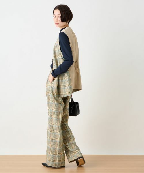 CARA O CRUZ / キャラ・オ・クルス テーラードジャケット | チェックと無地ののびのびMIXジレ【LINEA ESSE】 | 詳細24