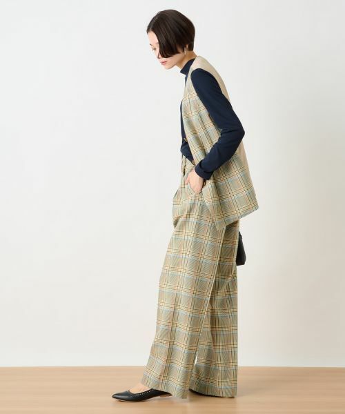CARA O CRUZ / キャラ・オ・クルス テーラードジャケット | チェックと無地ののびのびMIXジレ【LINEA ESSE】 | 詳細25