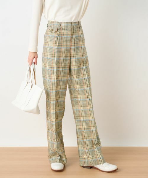 CARA O CRUZ / キャラ・オ・クルス その他パンツ | 後ろウエストゴム のびのびチェックパンツ【LINEA ESSE】 | 詳細1