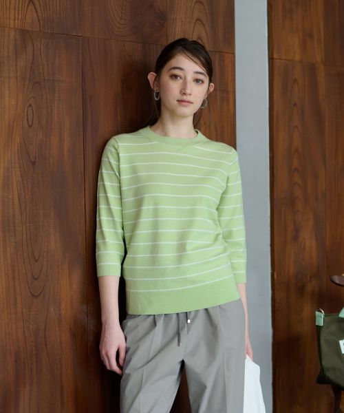 CARA O CRUZ / キャラ・オ・クルス ニット・セーター | 麻混 七分袖ボーダーニット | 詳細10