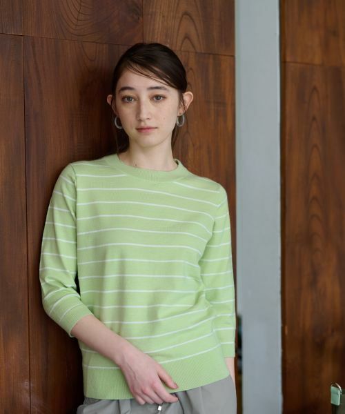 CARA O CRUZ / キャラ・オ・クルス ニット・セーター | 麻混 七分袖ボーダーニット | 詳細11