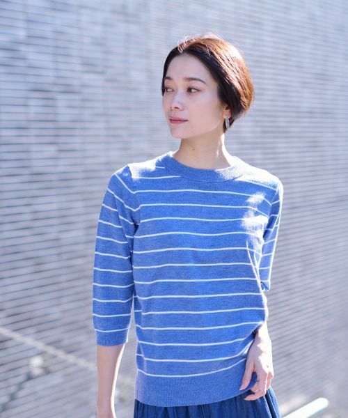 CARA O CRUZ / キャラ・オ・クルス ニット・セーター | 麻混 七分袖ボーダーニット | 詳細18