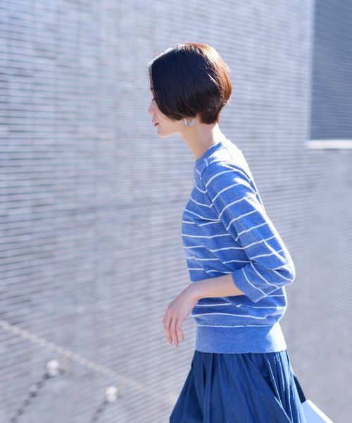 CARA O CRUZ / キャラ・オ・クルス ニット・セーター | 麻混 七分袖ボーダーニット | 詳細19