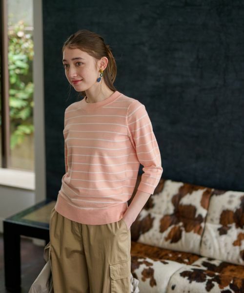 CARA O CRUZ / キャラ・オ・クルス ニット・セーター | 麻混 七分袖ボーダーニット | 詳細2