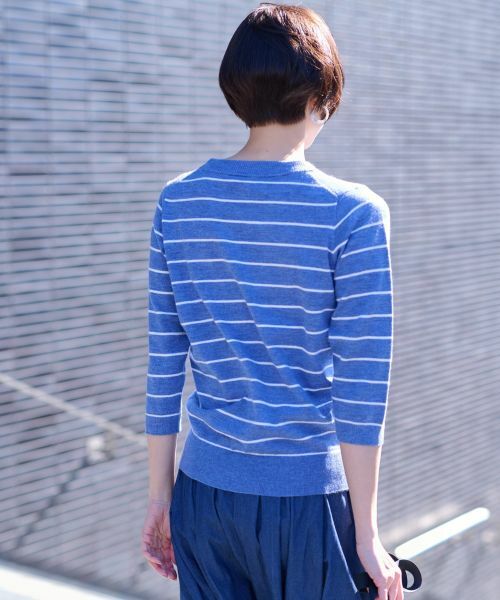 CARA O CRUZ / キャラ・オ・クルス ニット・セーター | 麻混 七分袖ボーダーニット | 詳細20