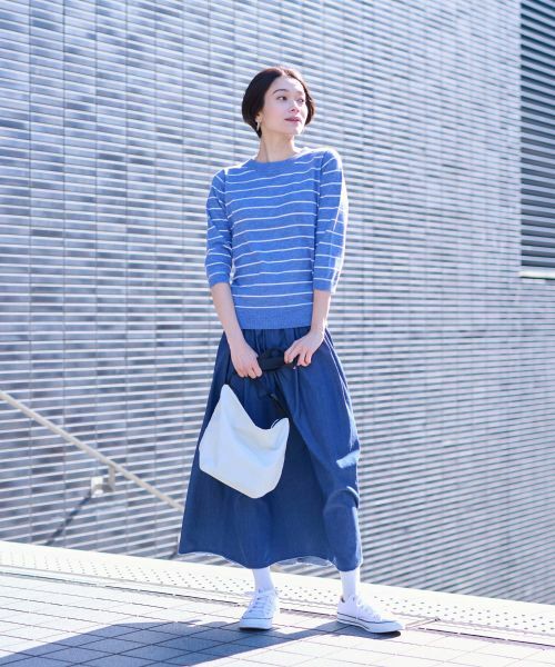 CARA O CRUZ / キャラ・オ・クルス ニット・セーター | 麻混 七分袖ボーダーニット | 詳細23