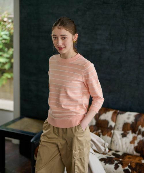 CARA O CRUZ / キャラ・オ・クルス ニット・セーター | 麻混 七分袖ボーダーニット | 詳細4