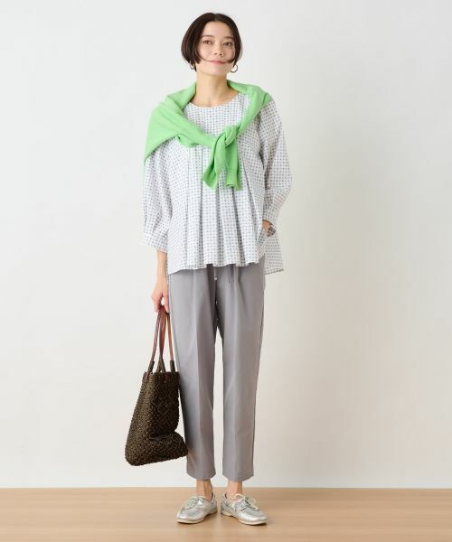 CARA O CRUZ / キャラ・オ・クルス シャツ・ブラウス | 洗える のびのび幾何学柄タックブラウス | 詳細5
