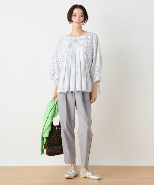 CARA O CRUZ / キャラ・オ・クルス シャツ・ブラウス | 洗える のびのび幾何学柄タックブラウス | 詳細7