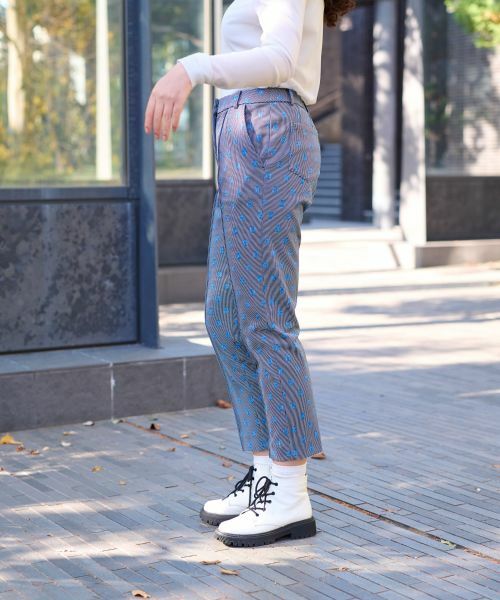 CARA O CRUZ / キャラ・オ・クルス その他パンツ | 洗える 後ろウエストゴム ジャカードパンツ【産地ナブル】 | 詳細1