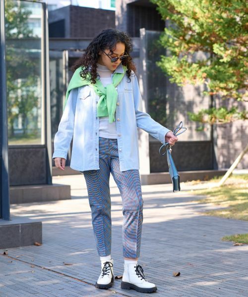 CARA O CRUZ / キャラ・オ・クルス その他パンツ | 洗える 後ろウエストゴム ジャカードパンツ【産地ナブル】 | 詳細13