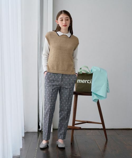 CARA O CRUZ / キャラ・オ・クルス その他パンツ | 洗える 後ろウエストゴム ジャカードパンツ【産地ナブル】 | 詳細8