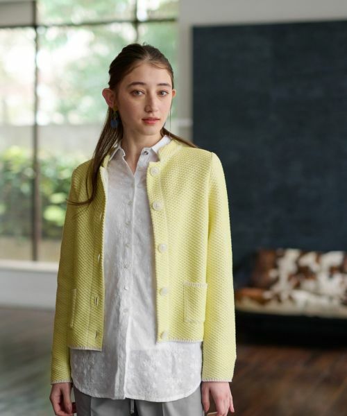 CARA O CRUZ / キャラ・オ・クルス カーディガン・ボレロ | ツイードライクなニットジャケット【お呼ばれ服】 | 詳細2