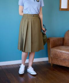 CARA O CRUZ / キャラ・オ・クルス ロング・マキシ丈スカート | 洗える ベルト付 後ろウエストゴム サイドプリーツスカート