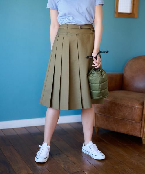 CARA O CRUZ / キャラ・オ・クルス ロング・マキシ丈スカート | 洗える ベルト付 後ろウエストゴム サイドプリーツスカート | 詳細1