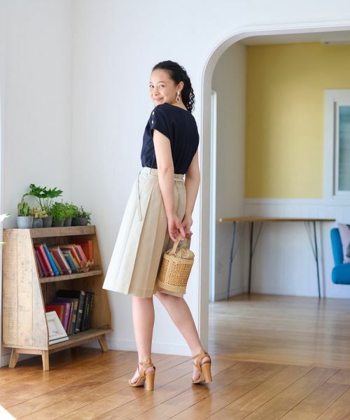 CARA O CRUZ / キャラ・オ・クルス ロング・マキシ丈スカート | 洗える ベルト付 後ろウエストゴム サイドプリーツスカート | 詳細11