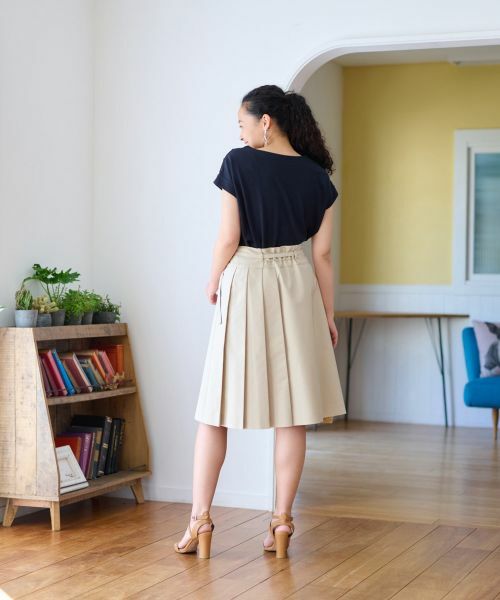 CARA O CRUZ / キャラ・オ・クルス ロング・マキシ丈スカート | 洗える ベルト付 後ろウエストゴム サイドプリーツスカート | 詳細12