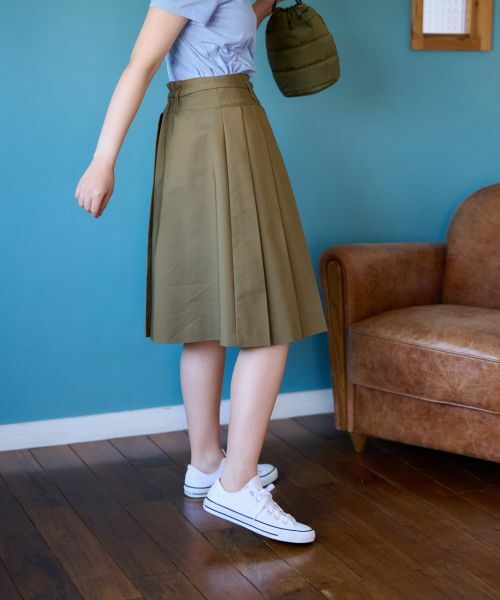 CARA O CRUZ / キャラ・オ・クルス ロング・マキシ丈スカート | 洗える ベルト付 後ろウエストゴム サイドプリーツスカート | 詳細2