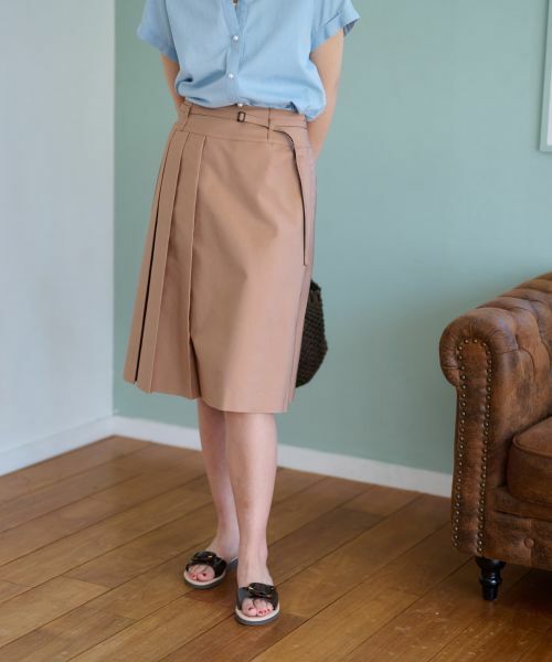 CARA O CRUZ / キャラ・オ・クルス ロング・マキシ丈スカート | 洗える ベルト付 後ろウエストゴム サイドプリーツスカート | 詳細24