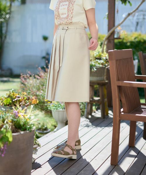 CARA O CRUZ / キャラ・オ・クルス ロング・マキシ丈スカート | 洗える ベルト付 後ろウエストゴム サイドプリーツスカート | 詳細29