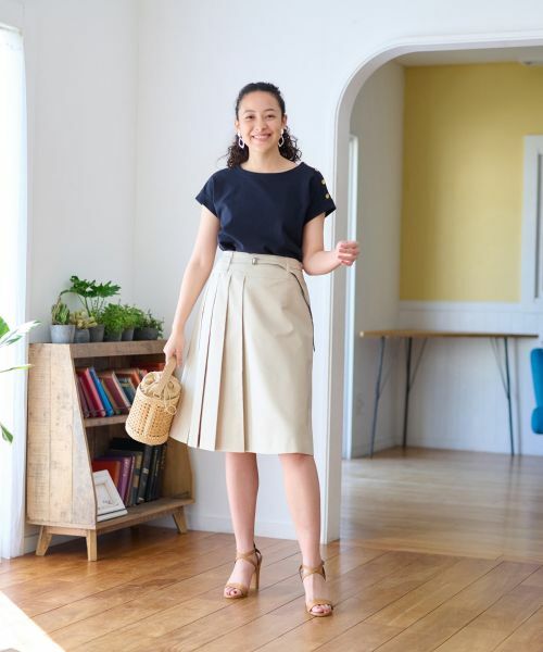 CARA O CRUZ / キャラ・オ・クルス ロング・マキシ丈スカート | 洗える ベルト付 後ろウエストゴム サイドプリーツスカート | 詳細8