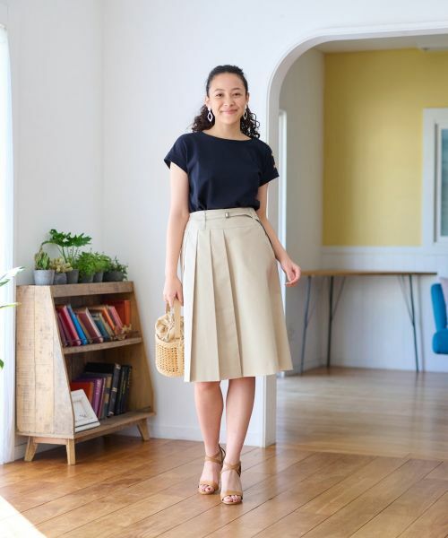 CARA O CRUZ / キャラ・オ・クルス ロング・マキシ丈スカート | 洗える ベルト付 後ろウエストゴム サイドプリーツスカート | 詳細9