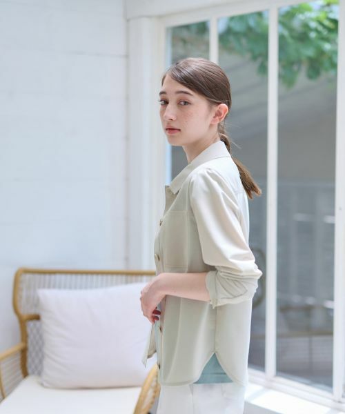 CARA O CRUZ / キャラ・オ・クルス シャツ・ブラウス | 洗える 異素材MIXシアーシャツ | 詳細9